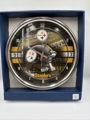 Pittsburgh Steelers - Wincraft - 12 Inch Chrome Clock - NEW In Box - Image 1 of 3