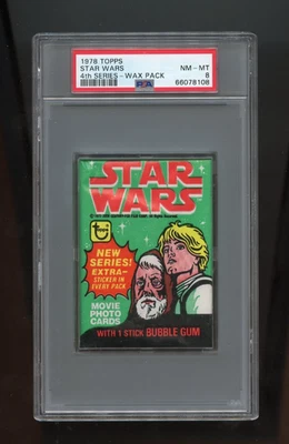Topps Star Wars Series 4 1978 paquete de cera sin abrir PSA 8 casi nuevo-como nuevo/8108 Foto 1 de 2