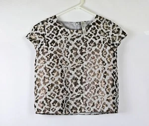 Cherokee brand girls L/G (10/12) quarter sleeve zipper back print top white/gold - Picture 1 of 6