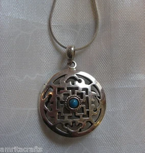 Tibetan Buddhism Silver Mandala Two Sided Pendant - Picture 1 of 4