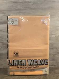 GW Linen Weave White Tablecloth Oblong 52" x 70" Vintage New - Picture 1 of 6