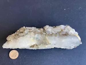 Natural Mineral Collectable Pyrite - Fools Gold in White Quartz 6" x 2" x 2" - Picture 1 of 7