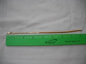 Gold Color Herringbone Chain Bracelet, Simulated? Faux? Gold Plated?, Length 8" - Picture 1 of 8