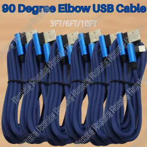 90 Degree Elbow USB Charger Cable 3/6/10FT For iPhone 6 7 8 XR XS Charging Cord - Picture 1 of 12