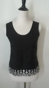 XS BOB MACKIE Wearable Art Black Sleevless Linen Blend Top - Picture 1 of 4