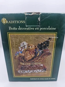 Neu im Karton Traditions PORZELLAN WEIHNACHTSSCHLITTEN dekorative ANDENKEN SCHMUCKSCHATULLE Gold - Bild 1 von 8