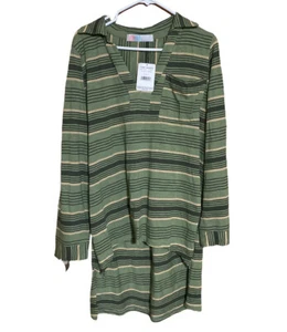 Free People women shirt Beach Breaker High Low Collared Tunic S Stripe Tag $70 - Picture 1 of 6