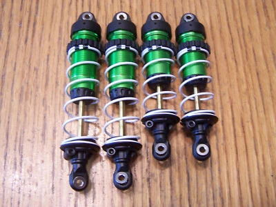 Fits Traxxas 1/10 4x4 Rustler Ultimate 4 GTR Green Aluminum Shocks Slash 4wd - Image 1 of 2