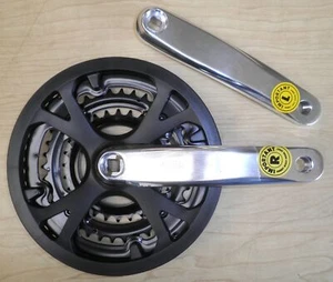 SR SUNTOUR BLACK/SILVER 3-SPEED 48-38-28t 170mm BICYCLE CRANK BIKE PARTS 483 - Picture 1 of 7