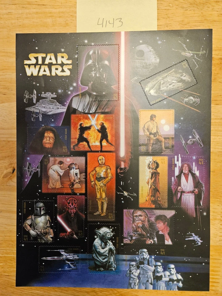 Hoja de 15 estampillas SCOTT 4143 STAR WARS 41¢ MNH valor nominal $6,15 Foto 1 de 1