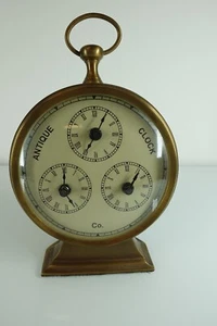 Antiguo Reloj Co. Tres Zonas Horarias Analógico Reloj de Escritorio Latón Pesado De Colección - Imagen 1 de 8
