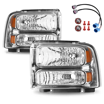 For 1999-2004 Ford F250 F350 Ford Super Duty Excursion Conversion Headlights - Image 1 of 4