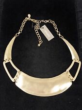 Chicos Bold Opulent Gold Tone Curved Bar Statement Collar Necklace 20 in Revival