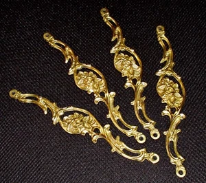 (4x8") LAMPADARIO decorativo italiano LINK DA APPENDERE - bronzo massiccio Dore oro - NOS - Foto 1 di 5