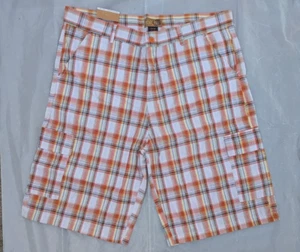 Pantalones Cortos North 15 Para Hombre Talla 44 Naranja A Cuadros Frente Plano Informales 13.5" Entrepierna - Imagen 1 de 8