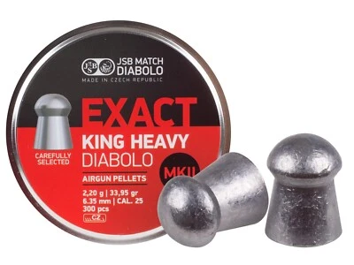 Pellets de aire JSB Match 300 unidades EXACT KING HEAVY MKII abovedados calibre 6,35 mm calibre .25 Foto 1 de 3
