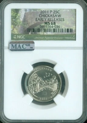 2011-P Chickasaw Quarter NGC MS68 Early Release Quality  - Image 1 of 2
