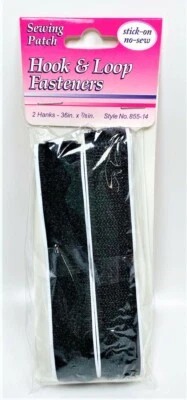 Allary Stick-On No Sew Hook & Loop Fasteners, 2 Hanks 36" x 7/8", Black - Image 1 of 3