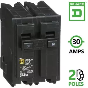 Disyuntor de circuito cuadrado D 30 amperios, homeline HOM230, 2 polos, enchufe 30A, 120/240VA - Imagen 1 de 8