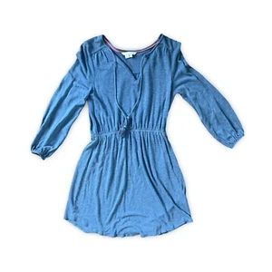 Boden Womens Blue Day Dress Size 2 Midi Linen Blend Drawstring - Picture 1 of 6