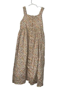 Bonpoint Girls Laly Floral Midi Cotton Sleeveless Dress Sz 14 Button Front - Picture 1 of 5