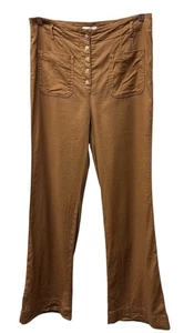 Maeve By Anthropologie Linen Blend Wide Leg Pants Button Front Women’s Size 10 - Picture 1 of 8