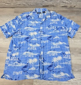 Hawaiian Puritan Men's Size XL Shirt Blue Aloha Hawaii Tropical Print Button Up - Picture 1 of 7