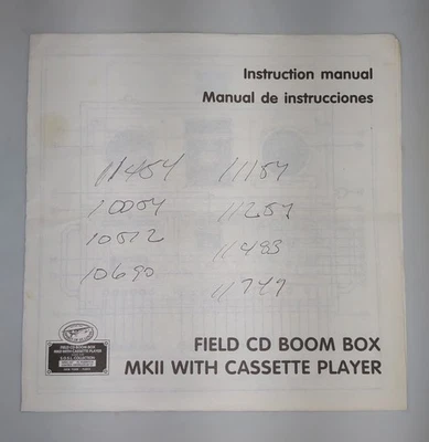 Instruction Manual Field CD Boom Box MKII With Cassette Player - Image 1 of 3