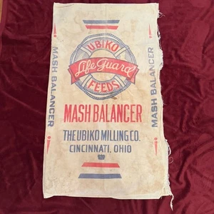 Vintage Stofffuttersack Ubiko Milling Co. Rettungsschwimmer Maischeauswuchtmaschine Cincinnati, Ohio - Bild 1 von 22