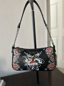 Borsa a tracolla Ed Hardy in pelle nera nuova senza etichette Love Kills - Foto 1 di 7