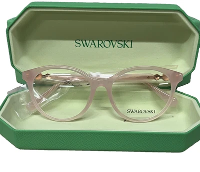 Monturas de gafas Swarovski rosa ópalo ajuste de puente bajo con lente de demostración nuevas Foto 1 de 4