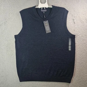 $89 NEW Hart Schaffner Vest Sweater Men XLT Tall V-Neck 100% Merino Wool Navy - Picture 1 of 10