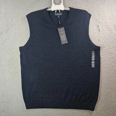 $89 NEW Hart Schaffner Vest Sweater Men XLT Tall V-Neck 100% Merino Wool Navy - Image 1 of 4