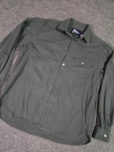 Pilgrim Surf + Supply Shirt L Green long sleeve button up Linen-Blend READ - Picture 1 of 8