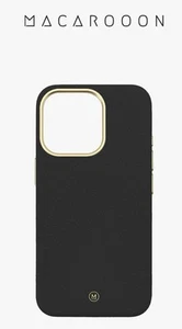 Macarooon £43 Pebble leather iPhone 14 Pro MagSafe black phone case high quality - Zdjęcie 1 z 4