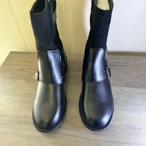 Yoki Womens Short Boot Black 6.5 Low Heel Round Toe Buckles Straps - Picture 1 of 5