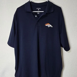 Camisa polo de fútbol americano NFL azul grande de los Denver Broncos para hombre bordada Antigua - Imagen 1 de 11