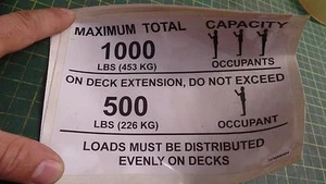 GENUINE GROVE MANLIFT 7376008404 MAX CAPACITY WITH DECK EXTENSION DECAL, 1000LBS - Picture 1 of 7