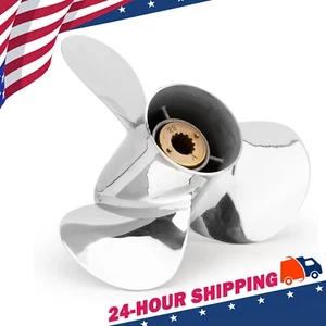 Stainless Steel 12 1/4 x 9 fit Mercury Boat Propeller 25-70HP 13 Spline Tooth,RH - Picture 1 of 8