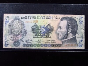 Honduras 5 Lempiras 2004 Banco Central Banknote Money h2569 - Picture 1 of 2