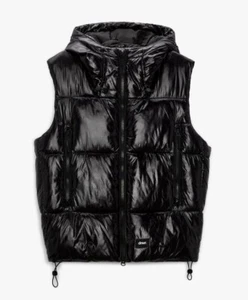 Zara DNWR Men's Black QUALTED Gilet With Hood Size XLarge - Picture 1 of 9