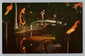 Antorchas postales Kauai Hawaii HI Coco Palms Hotel llamada a cena años 60 - Imagen 1 de 2