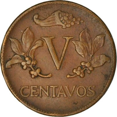 Colombia 5 Centavos Coin | Phrygian Cap | Coffee bean sprigs | 1942 - 1966 - Image 1 of 4