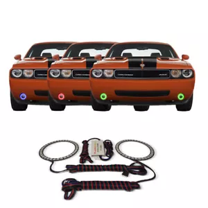 External LED Fog Light Halo Ring RGB Multi-Color Kit for Dodge Challenger 08-14 - Picture 1 of 11