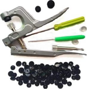 100 Complete Sets Black Snaps Plastic Snaps Hand-Held Pliers Tool Installs Size - Picture 1 of 5