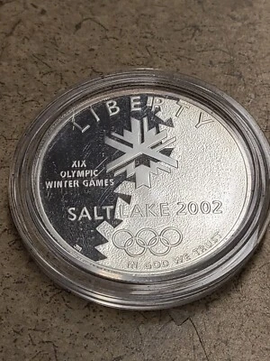 Salt Lake City Olympic Games Commemorative 2002 P 90% Silver Dollar BU $1 Coin - Image 1 of 2