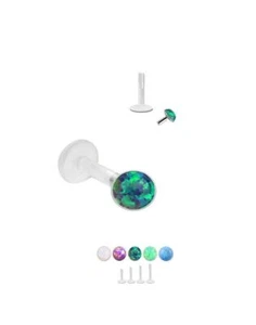 Bioflex Labret Nose Monroe Screw Stud Synthetic Opal Choose Your Size 18G 16G - Picture 1 of 1