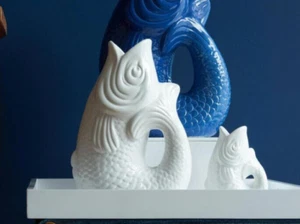 Gift Company Monsieur Carafon Keramik Fisch Vase, Krug Karaffe S weiß, 1,2 Liter - Bild 1 von 6