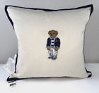RALPH LAUREN Pillow 20x20 Off White Embroidered POLO BEAR Down $215 NEW