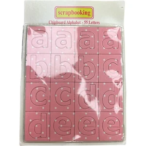 Scrapbooking Chipboard Alphabet 55 letters Pink - Picture 1 of 1